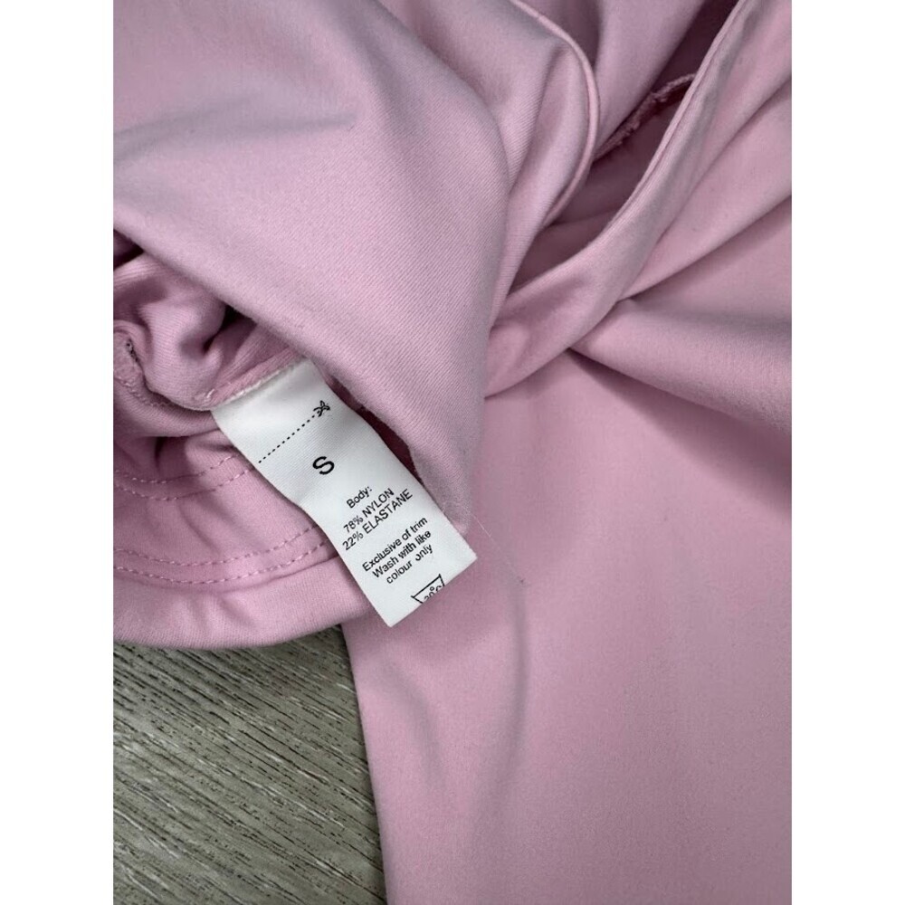 Pink Square Neck Long Sleeve Crop Top Fitted Stretch Soft Basic Women's Small - Picture 4 of 4
